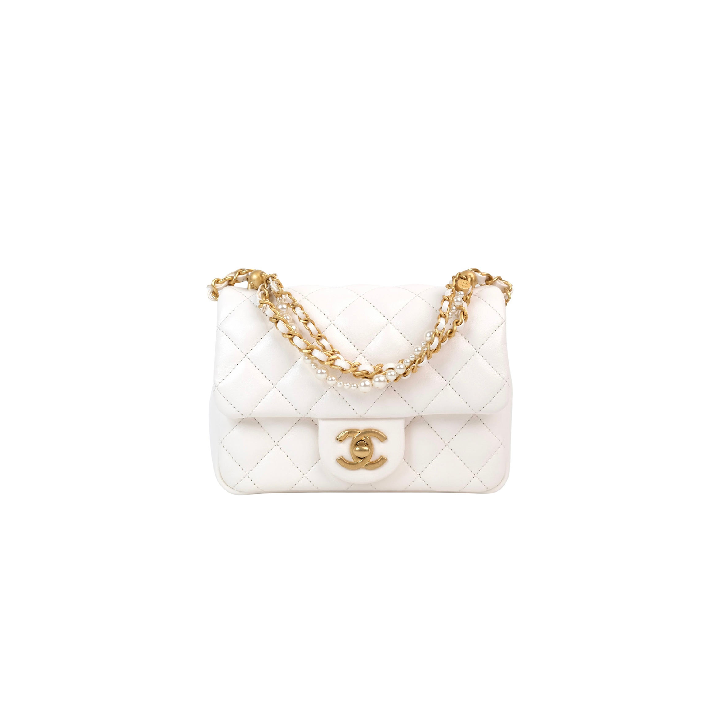 Ch*el mini flap pearl twist white (17*12.5*5cm)